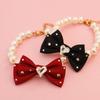 Faux Pearl Pet Collar Necklace with Bow for Dogs Cats Fancy Cat Wedding Collar Jewelry for Girl Cats Dogs Accessories