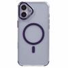 For iPhone 16 Clear Case Compatible with MagSafe Four Corners Anti-Drop PC+TPU Phone Cover - Purple