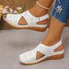 Ladies'Adjustable Velcro with Wedge Heel Sandals - Breathable Thick Sole Anti Slip, Comfortable Closed Toe Design for Summer, Fashionable Strap Shoes