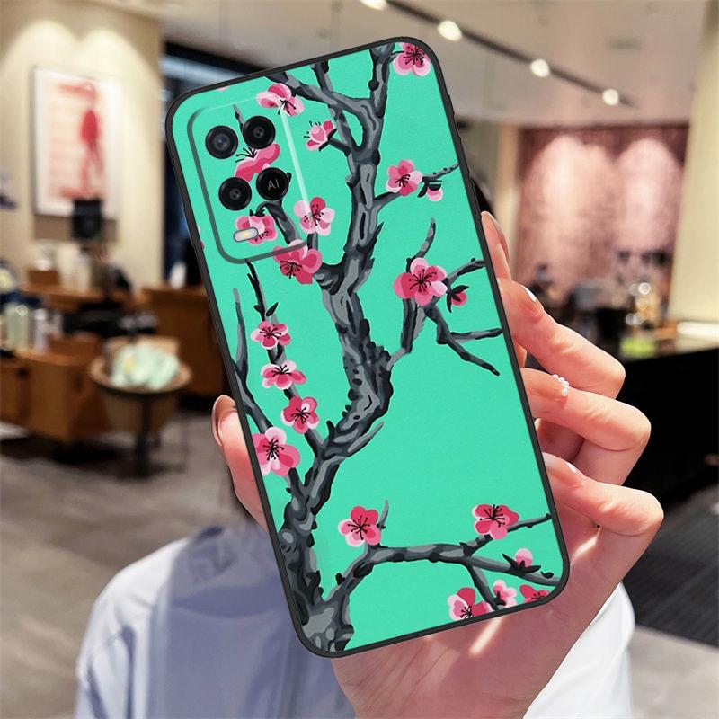 Цветочный чехол с вишневым цветением для Oppo A40 A60 A80 A18 A38 A58 A78 A98 A16 A76 A96 A15 A17 A77 A74 A94 A54 A57S
