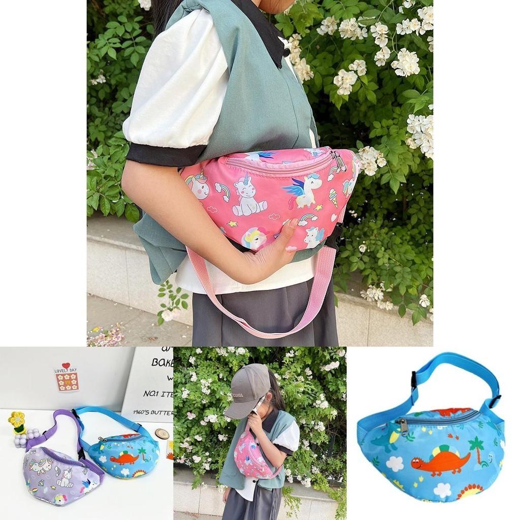 Милая детская поясная сумка с единорогом, мультяшная сумка через плечо с динозавром, нейлоновый материал, легкая и защищенная от краж