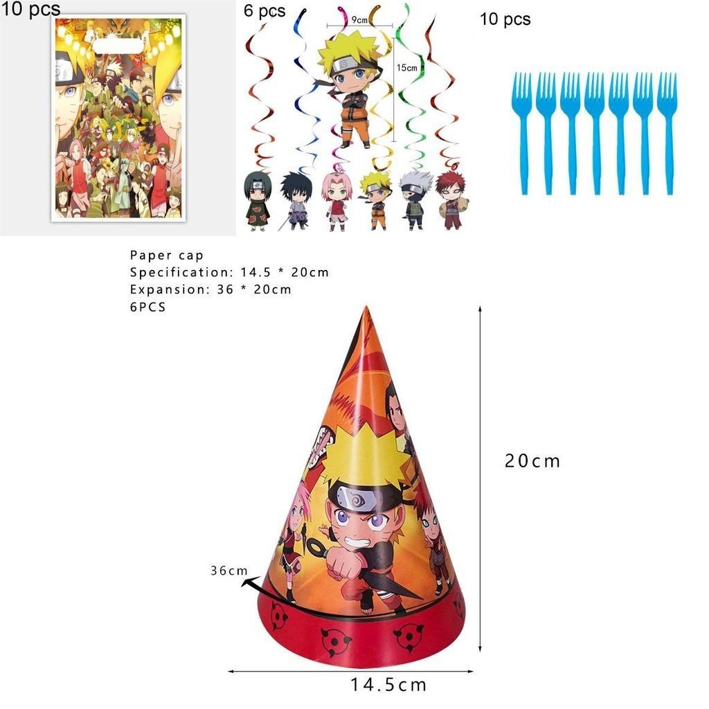 Наборы для украшения дня рождения в стиле ниндзя Наруто: разноцветные воздушные шары и тарелки.