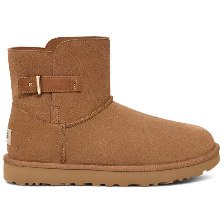 UGG Slip-On Round Toe Short Snow Boots Unisex Boots Chestnut 1166776-CHE