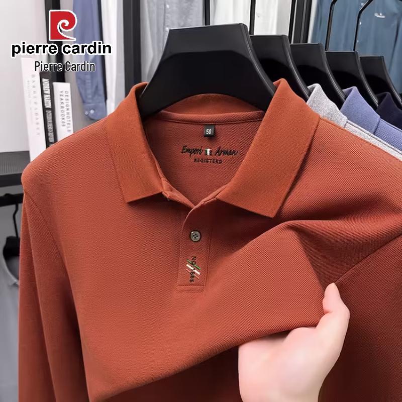 Pierre Cardin Мужская футболка-поло со длинным рукавом 100% хлопок с вышивкой