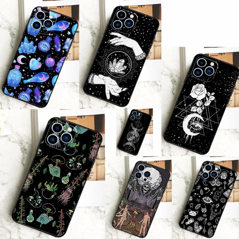 Чехол для телефона Funda в стиле Оккультизм Колдовство Луна Готика Ведьма для iPhone 12 13 Mini 11 14 16 15 Pro Max XS X XR 7 8 14 16 15 Plus