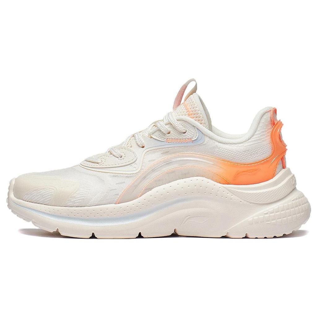 Li Ning Flow Cloud Durable Breathable Non-Slip Low-Top Sports Casual Shoes Women Sneakers White Orange AGLT030-4