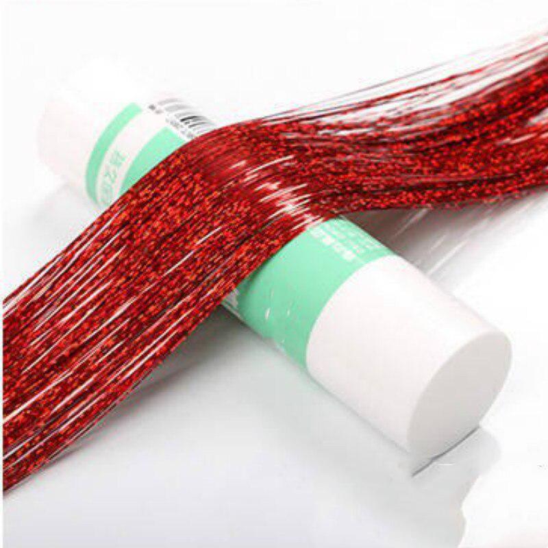 120 прядей/пакет, блестящая мишура, радужные шелковые наращивание волос, ослепляет женщин хиппи для плетения головного убора, красочные длинные 39 дюймов