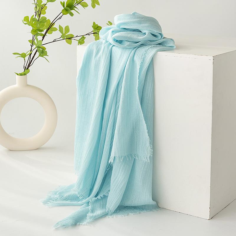 Spring and summer sunscreen scarf imitation cotton and linen solid color simple shawl women's high-end silk scarf yarn headscarf women's cross-border