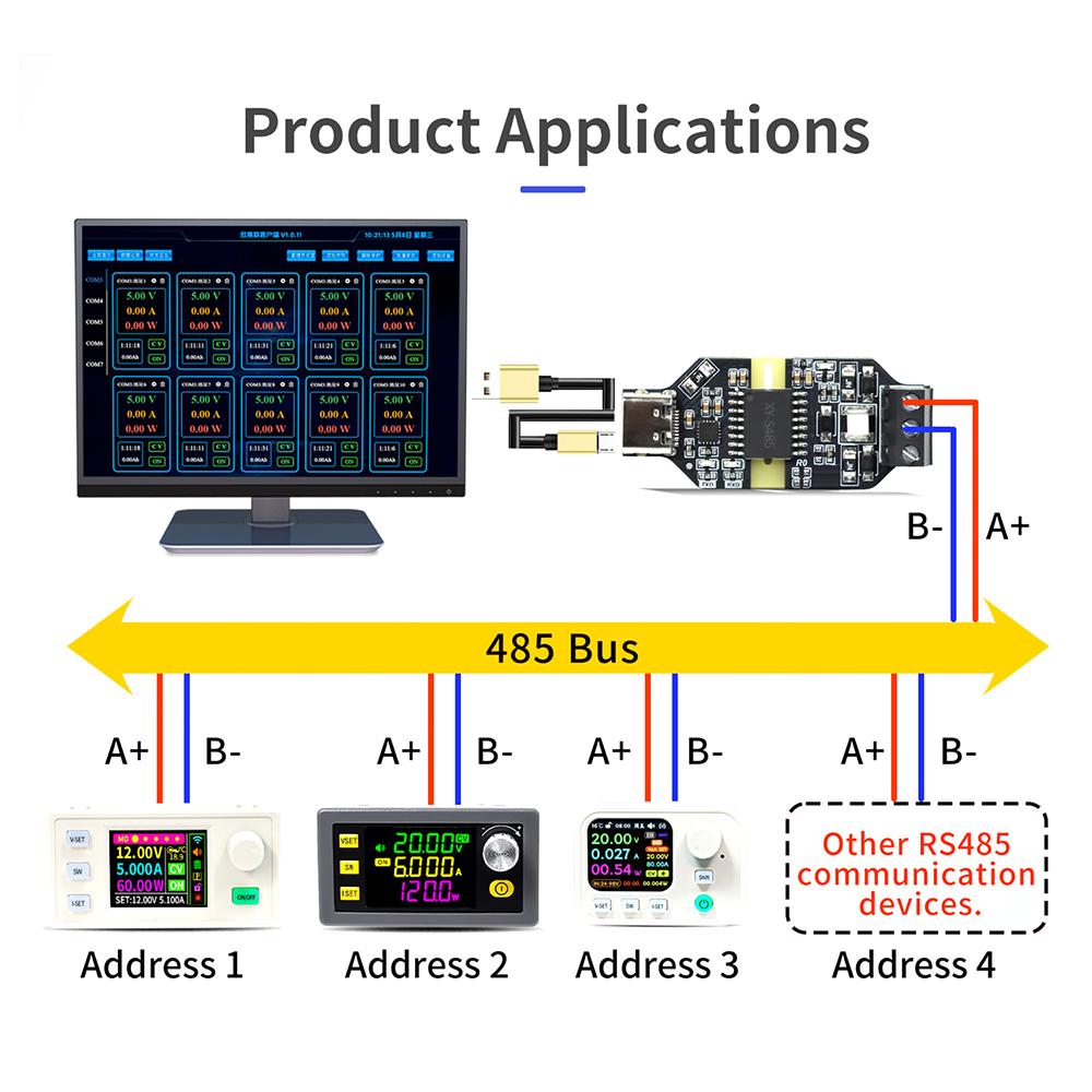 USB to RS485 Isolated converter CH343P serial port module 6Mbps high-speed communication Auto flow control anti-resistant Type-C