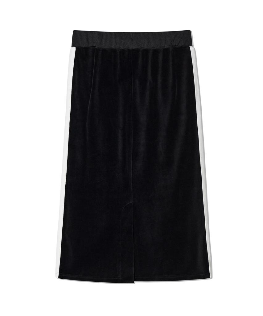 Oioi Collection Layered Logo Velvet Skirt_Black