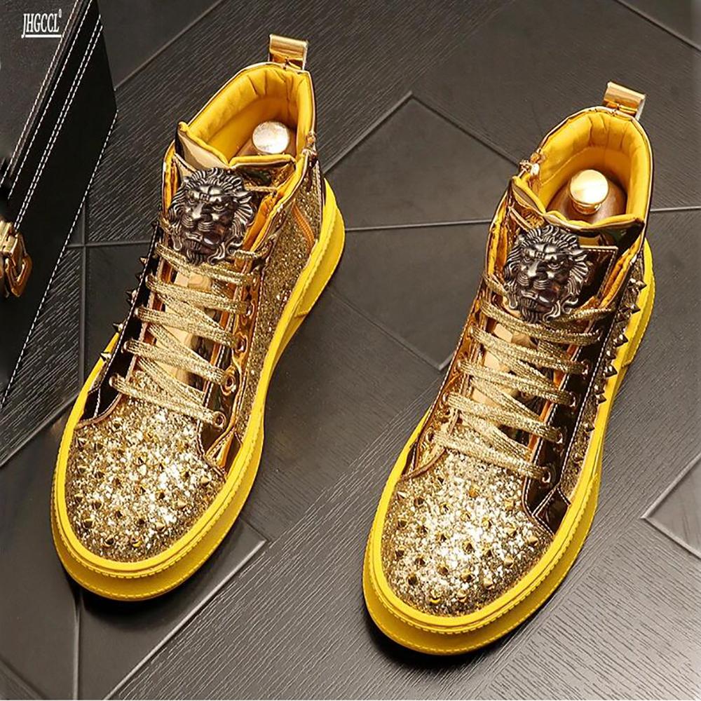 Fashion Luxury Designer Diamond Casual Shoes High Quality Riveted High Top Suede Zipper Sneakers Zapatos Hombre A7