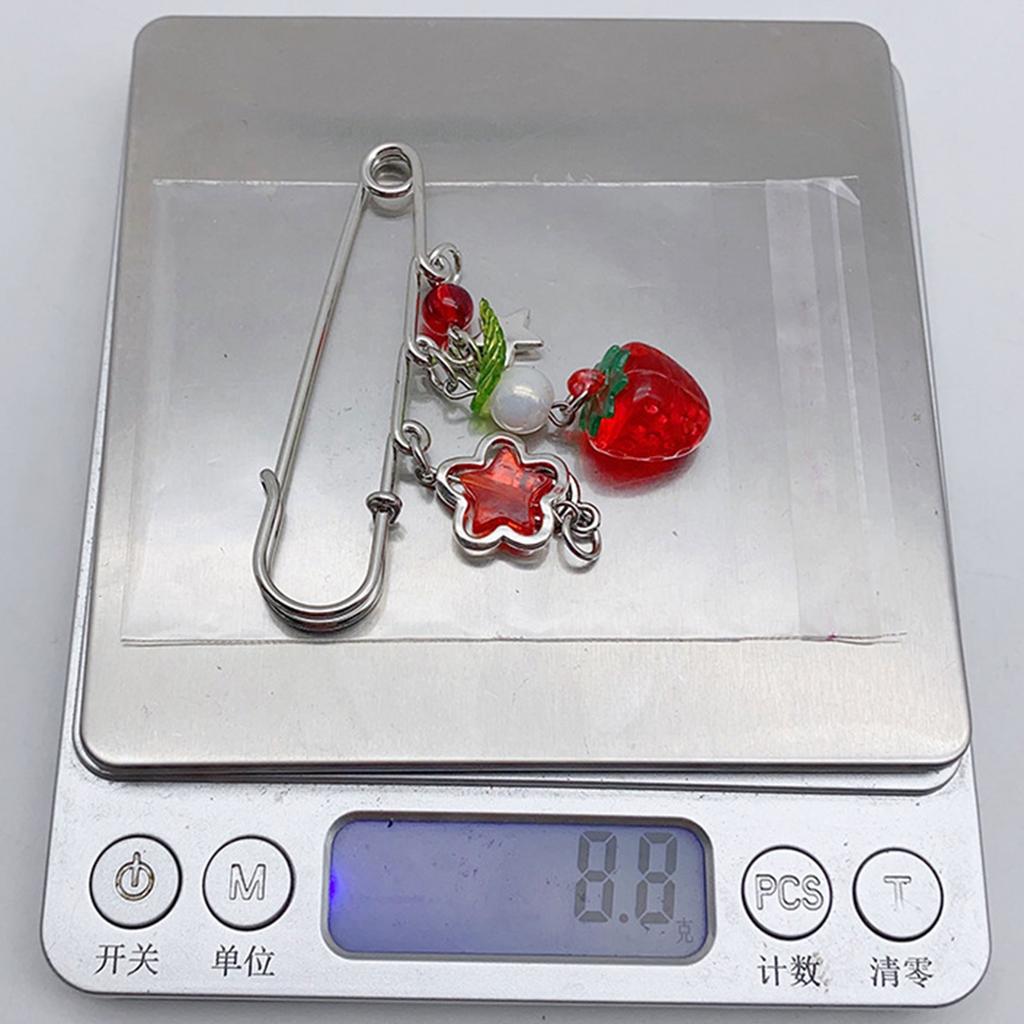 Sweet Pin Clothing Jewelry Sweater Shawl Clip Strawberry Chain Pin Alloy Material Clasp Pin Lapel Pin for Daily Party