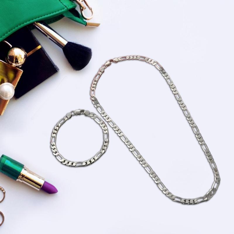 Fashionable Chain Necklace Metal Jewelry Set Metal Necklace Set Chain Link Party Accessories Chain Jewelry Metal Texture