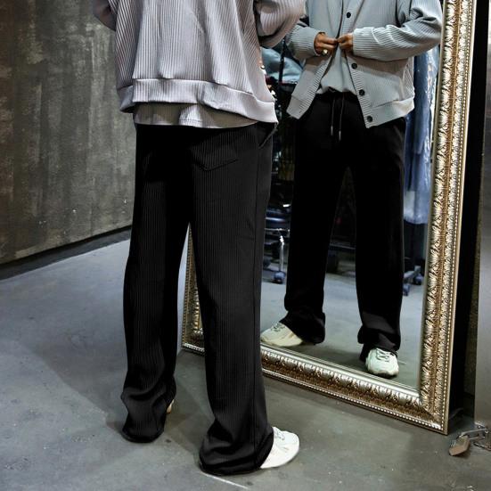 Мужские повседневные брюки с широкими штанинами, спортивные брюки с завязками на талии и боковыми карманами, прямые полосатые брюки свободного кроя для путешествий и занятий спортом на открытом воздухе