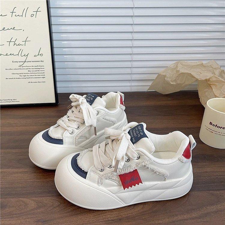 Thick-soled Little White Shoes, Leather Board Shoes, Women's Models, New Models In the Spring of 2025, Niche Non-collision Models, Versatile Shoes, B