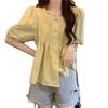 Retro Gentle Style Single Row Multi Button Shirt for Early Spring New Women's Loose Top