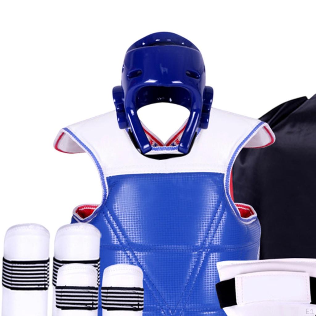 5 Pack Taekwondo Guards, Full Body Protection, Boxing Headgear, Padded Groin Guard, Martial Arts
