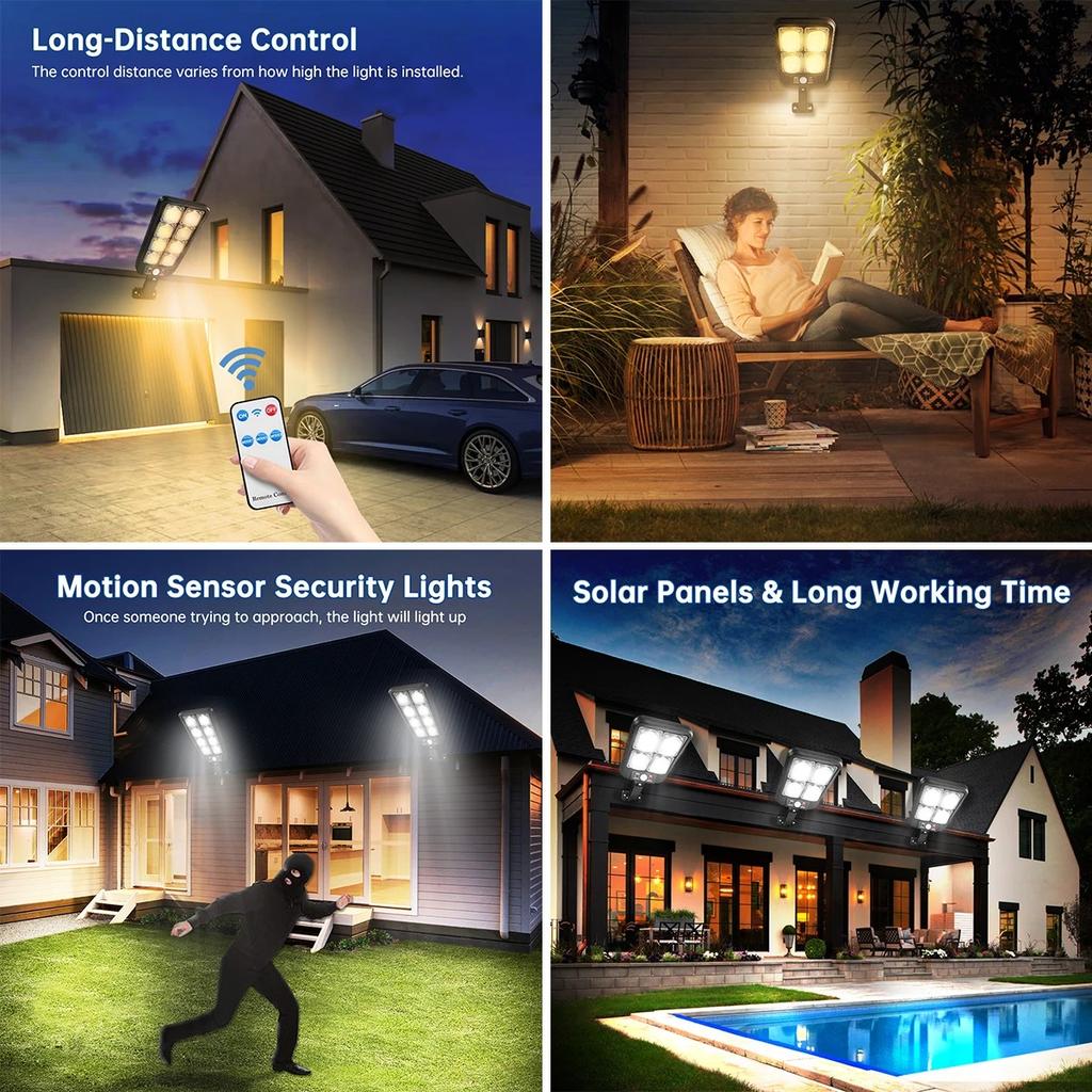 Super Bright Solar Street Lights Outdoor IP65 Waterproof LED Street Wall Lamp with PIR Motion Sensor Sunlight for Garden Yard