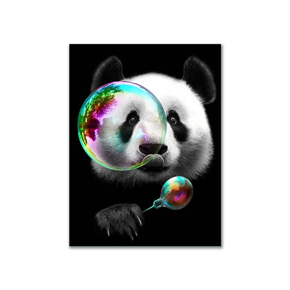 Картины на холсте с изображением животных и пузырей, панда, кошка, лев, тигр, слон, жираф, принты, художественная настенная картина для гостиной, домашний декор