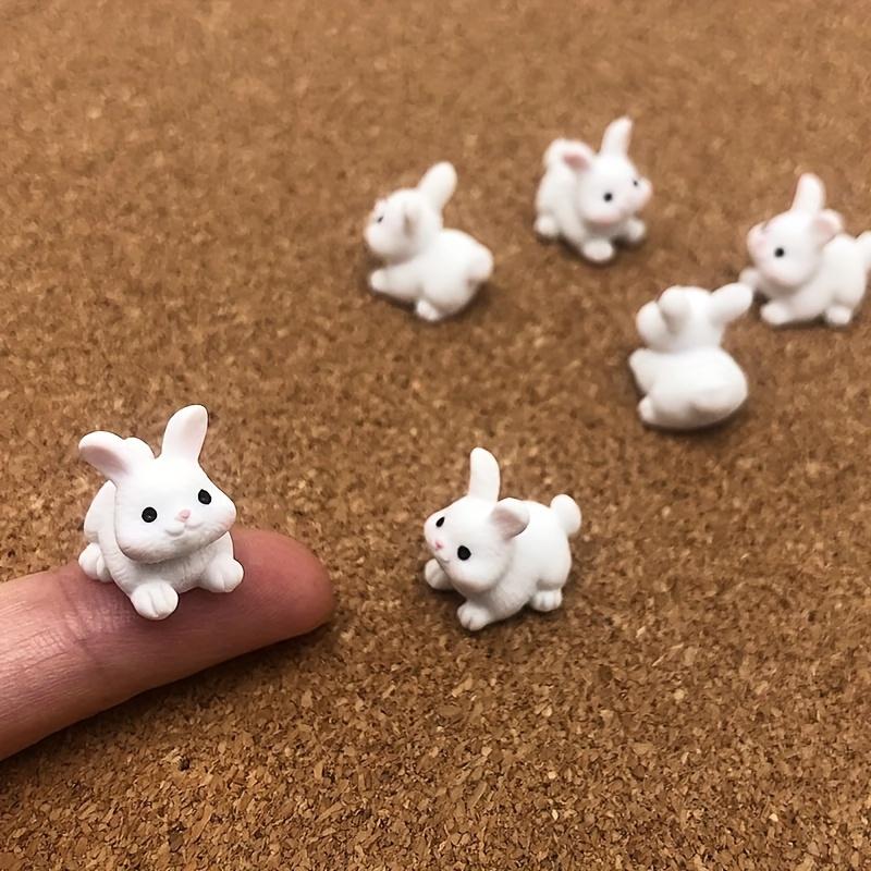 5pcs Miniature Resin Rabbits, Chibi-Style in Sitting Poses for Easter Decor, Fairy Garden & Dollhouse Diorama,Tiny Figurines Set