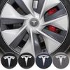 E5 4Pcs Aluminum 56mm Car Wheel Center Hub Caps Sticker Emblem Wheel Center Cap decal Accessories For Tesla Model 3 Model S Model X