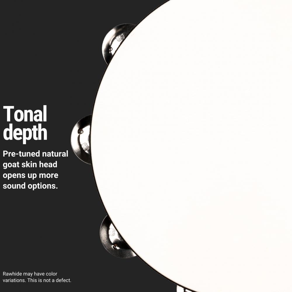 MEINL Percussion Традиционный тамбурин из козьей кожи из нержавеющей стали с джинглами 2 ряда TAH2WB