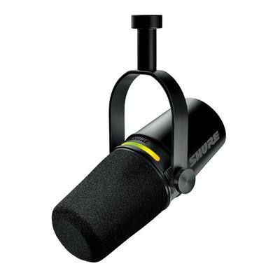Микрофон для подкастов Shure MV7+, Черный (MV7+-K): Сертифицированный OBS, Динамический кардиоидный однонаправленный микрофон с проводным подключением USB-C и XLR, Шум