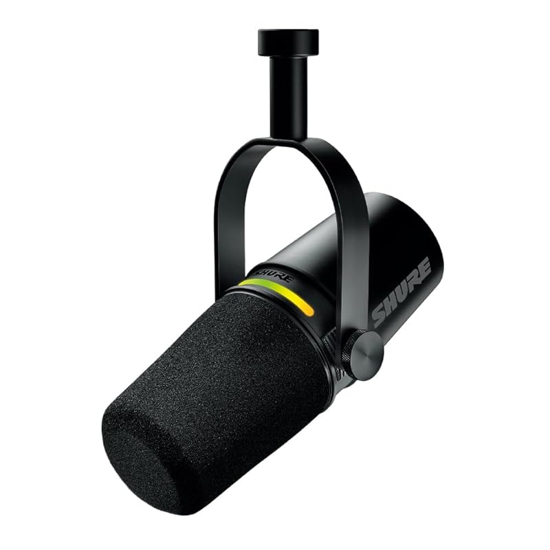 Микрофон для подкастов Shure MV7+, Черный (MV7+-K): Сертифицированный OBS, Динамический кардиоидный однонаправленный микрофон с проводным подключением USB-C и XLR, Шум