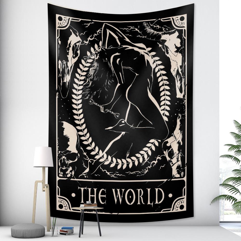 Tarot Psychedelic Scene Art Tapestry Occult Witchcraft Divination Wall Hanging Hippie Boho Decor Bedroom Home Decor