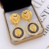 Серьги с головой льва уникального дизайна, серьги с блестящими стразами, круглые серьги в стиле ретро для женщин
