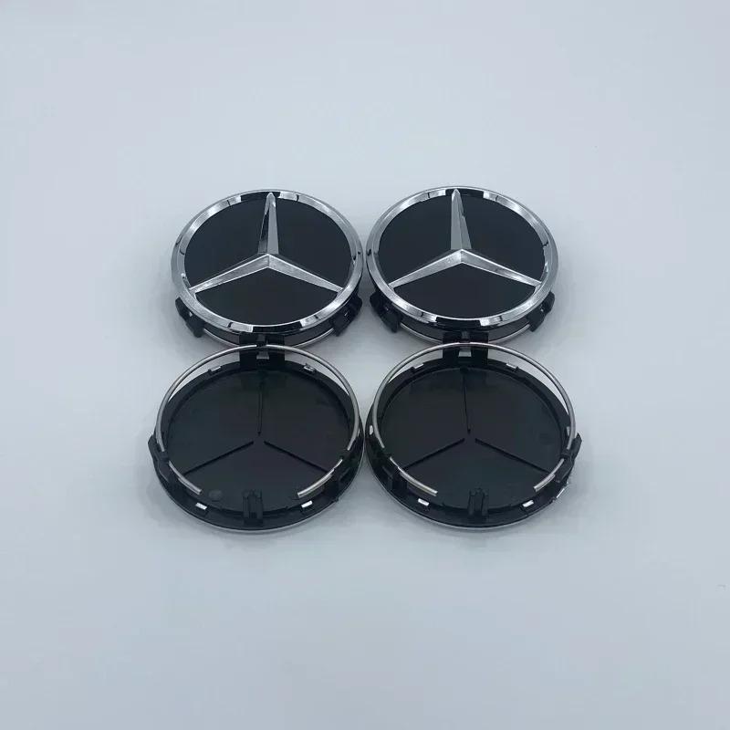 CSF1 4Pcs 75MM/60MM Car Tire Wheel Center Hub Cap Covers For Mercedes Benz Badge Emblem Rim Cover Auto Style Decorate Accessories