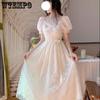 WTEMPO Brand Soft Mist Small Fresh Dress Bow Knot Bubble Sleeve Sen System First Love Dress Super Fairy Dress Print Splicing A Word Dresses