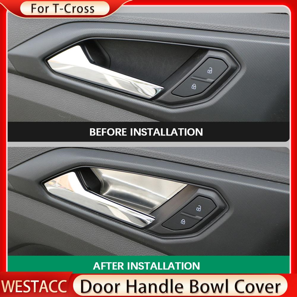 4 шт. наклейка на крышку дверной ручки автомобиля из нержавеющей стали для Volkswagen VW TCROSS T-cross 2018 -