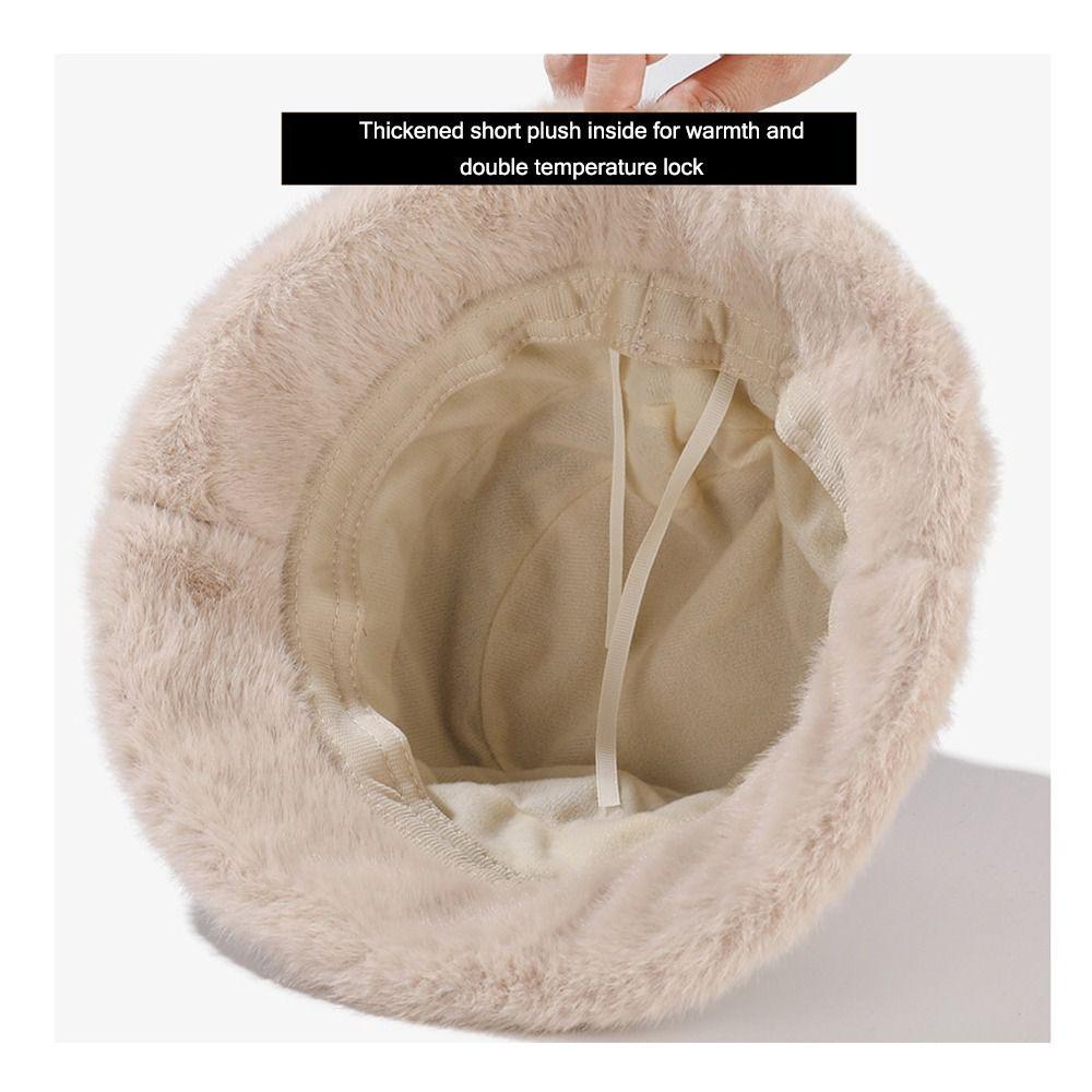 Толстая плюшевая женская шапка-рыболов, защита ушей, теплая шапка-ведро, зимняя теплая панама для женщин