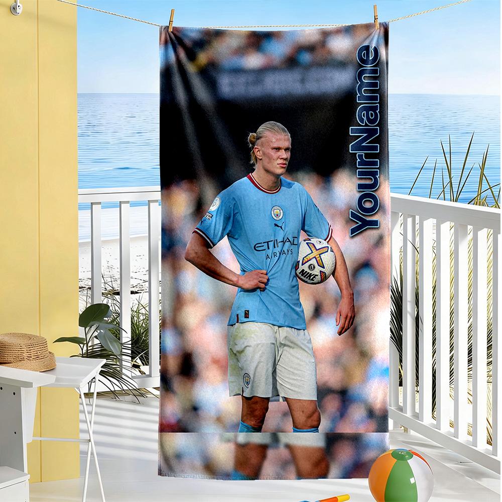 Haaland Personalized Text Beach Towel High Absorbency & Quick-Dry Suitable for Sports Travel Swimming Yoga Bathroom Beach And Pool
