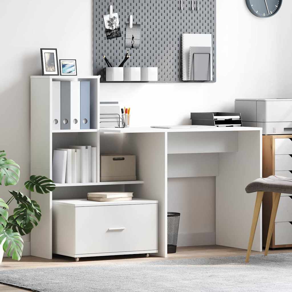 White Drawer Cabinet with Wheels 55 x 45 x 31 cm