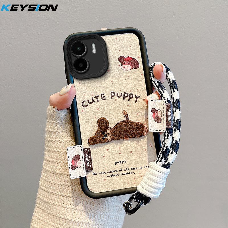 KEYSION Мультяшный милый плюшевый чехол с вышивкой для Redmi A2 A1 со шнурком, силиконовый противоударный чехол для телефона Xiaomi Redmi A1 A2