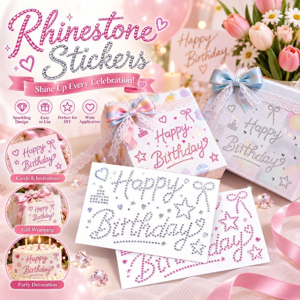 Heart And Star Pattern Message Stickers Letter Crystal Letter Stickers Birthday Party