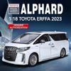Новая модель автомобиля Toyota Alphard MPV из цинкового сплава в масштабе 1/18, литая металлическая игрушечная машинка, модель автомобиля с высокой имитацией звука и света, детские подарочные украшения