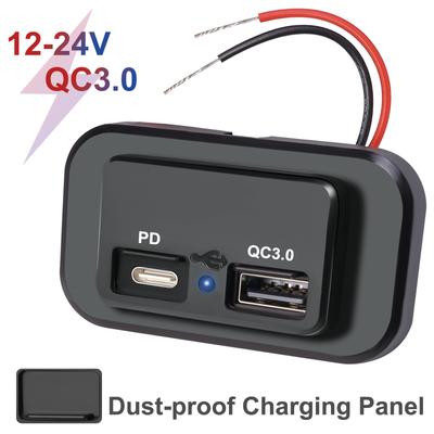 12 В/24 В 3,1 А автомобильное зарядное устройство с двумя портами USB PD, адаптер питания, водонепроницаемая светодиодная розетка, розетка для зарядки мобильного телефона, панель, автомобильные аксессуары