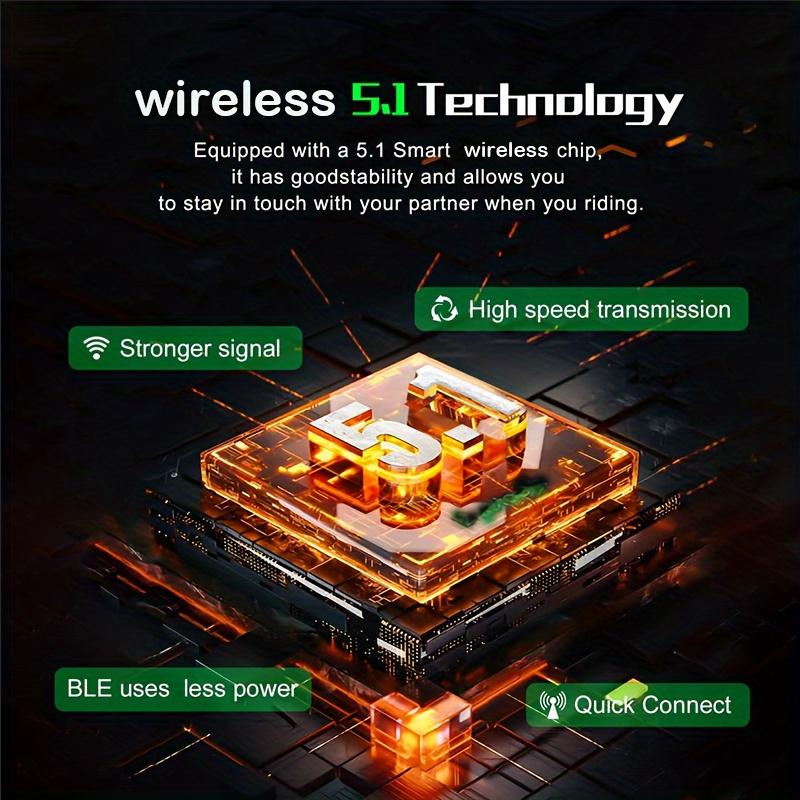 Motorcycle Helmet Intercom 1500m 6 Riders System - HD Sound Quality with Noise Reduction and Bluetooth Music Sharing