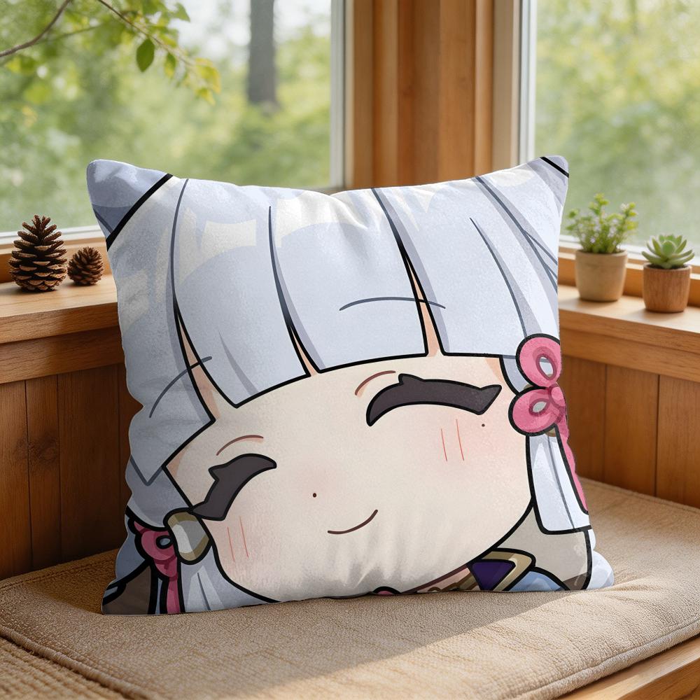 Kamizato Cute Genshin Impact Cushion Cover Square Short Plush Pillow Case Living Room Sofa Home Decor Funda X