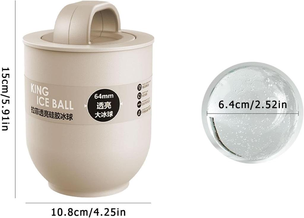 Whiskey Large Ice Ball Maker Mold 2.5in Round Reusable Silicone Ice Cube Easy Release for Freezer Drinks Cocktail Sphere Ice Box