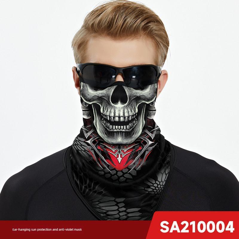 Cycling Mask Sun Protection Ice Silk Motorcycle Face Scarf Ear-Hanging Quick-Drying Face Protection Mask Headscarf Neck Gaiter for Men and Women