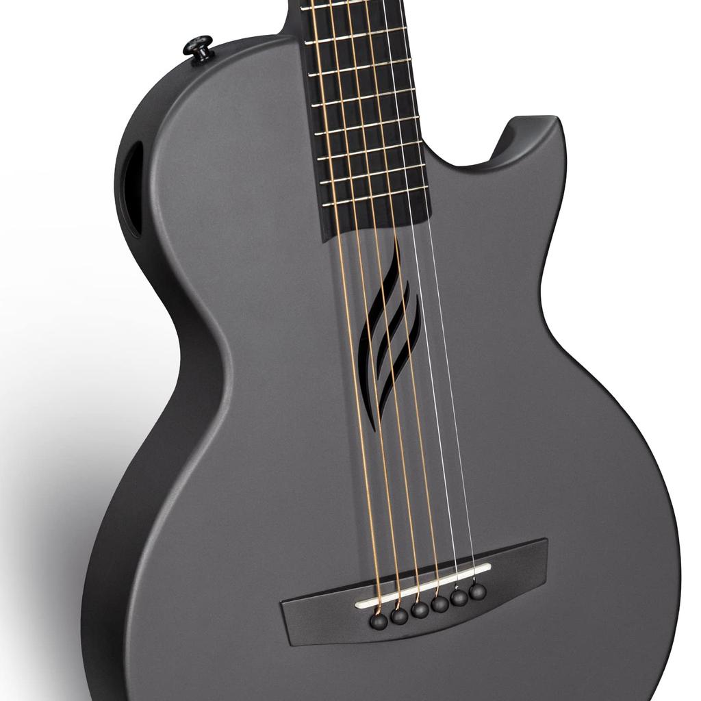 Enya Nova Go Acoustic Guitar, Carbon Fiber Mini Beginner Kit, Includes Guitar Case and Straps (Black)