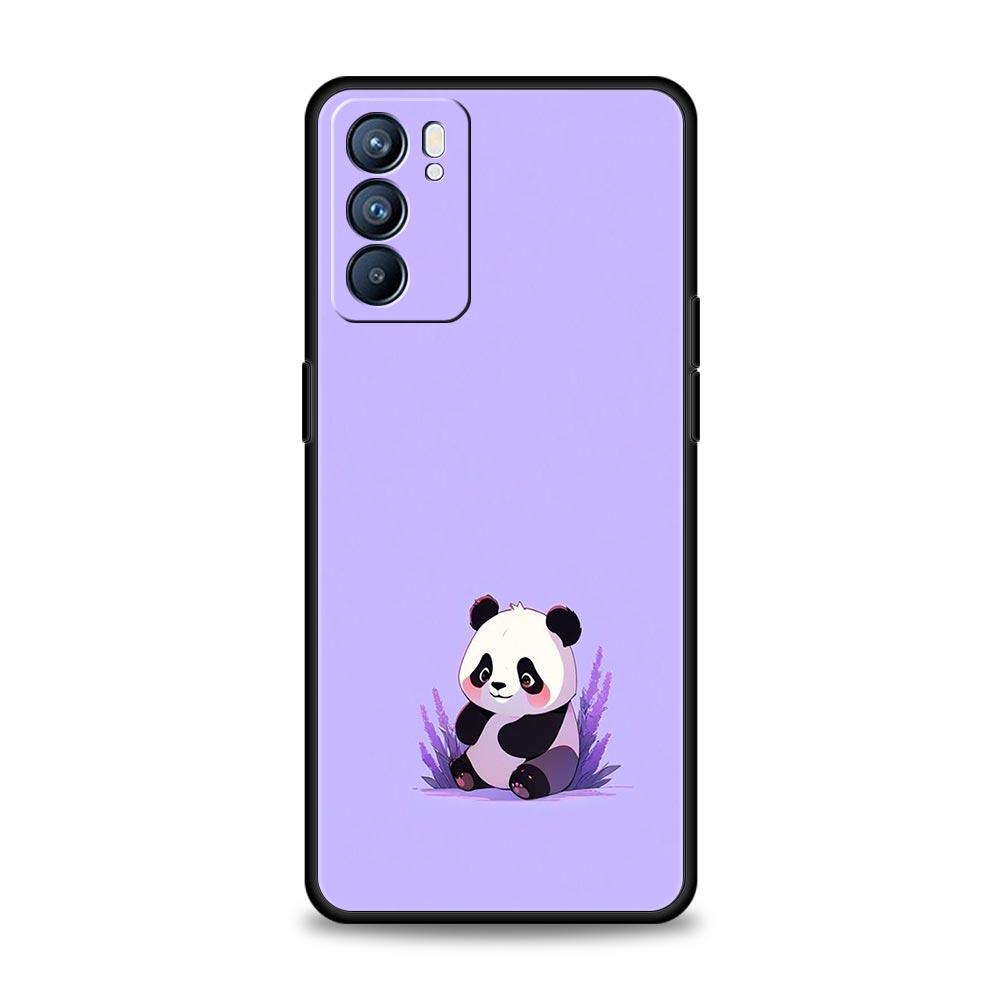 Мультяшный чехол для телефона с пандой для Oppo Reno13 Reno12 Reno11 F Reno10 Pro A54 5G Find X5 A53 A52 A9 A17 A57 A78 4G A79 A80 A98