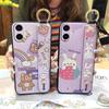 Ring Kickstand Phone Case For Samsung Galaxy A07 Back Cover Phone Holder Protective Anti-dust Silicone Wrist Strap Cute