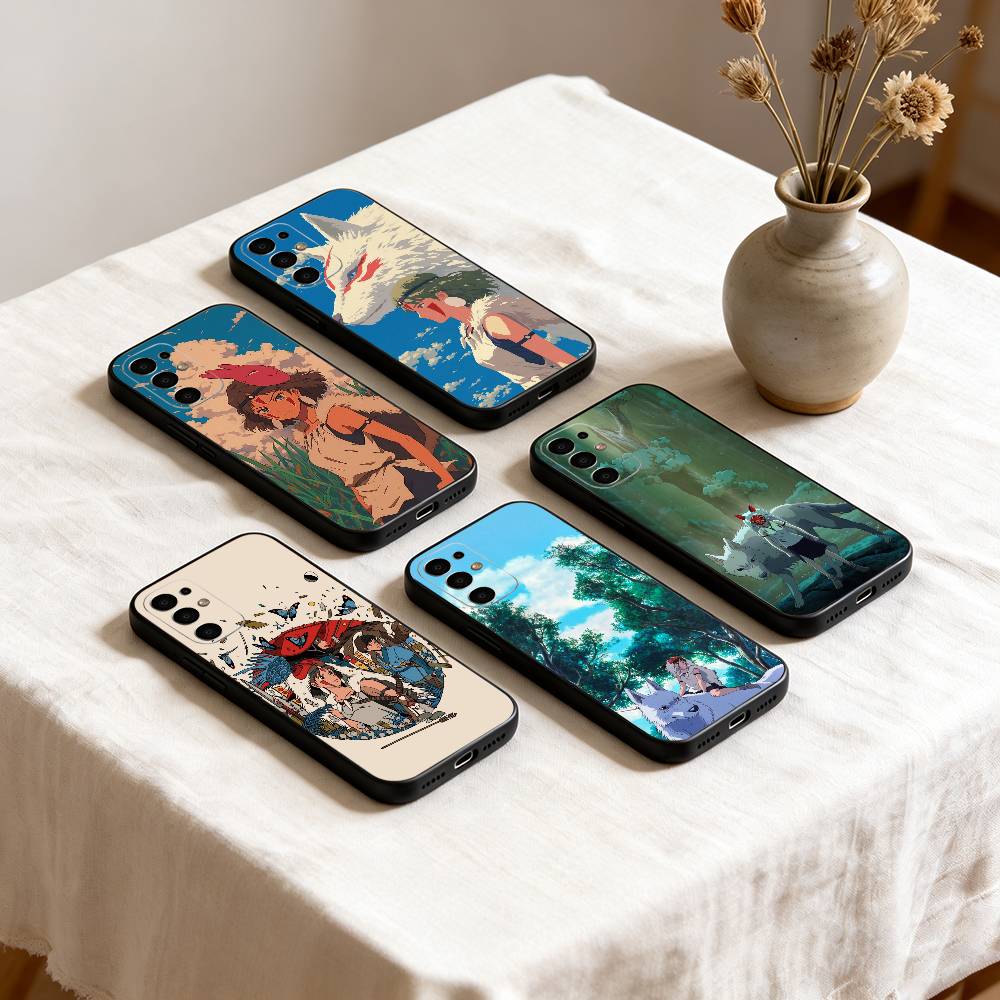 Ретро-иллюстрация Принцессы Мононоке Чехол для телефона Samsung S25, S24, S21, S22, S23, S30, Ultra, S20, Plus, Fe, Мягкий силиконовый Черный чехол