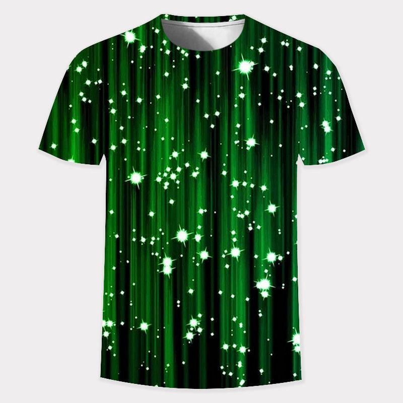 Summer 3D Gold Fashion Digital Harajuku Print Short Sleeve Round Neck Men's Casual Personality Hip Hop Street T-shirt Tops