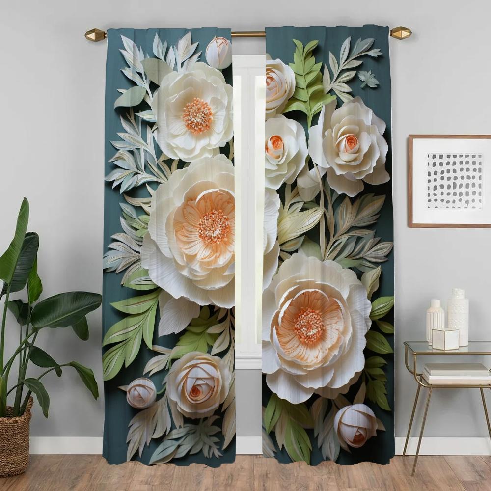Шторы для гостиной Шторы для комнаты 2 панели 3D Цветочные украшения на Хэллоуин Шторы Жалюзи Домашний интерьер Шторы Перегородка